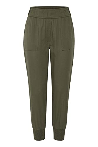 fransa 20609297 Damen Leinenhose Hose Stoffhose mit Bündchen Leinenmix Regular Fit, Größe:XXL, Farbe:Hedge (180515) von fransa