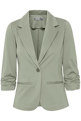 fransa FRZablazer Damen Blazer Kurzblazer Jacke mit Stretch Geraffte Ärmel mit Taschen, Größe:L, Farbe:Desert Sage (160110) von fransa