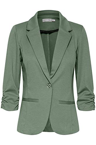 fransa FRZablazer Damen Blazer Kurzblazer Jacke mit Stretch Geraffte Ärmel mit Taschen, Größe:M, Farbe:Lily Pad (165807) von fransa