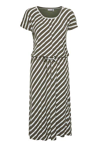 fransa FRVESUNNA Damen Jerseykleid Shirtkleid Kleid knieumspielt mit Schnürung in Taillenhöhe und Streifen Muster, Größe:L, Farbe:Hedge Mix (200116) von fransa
