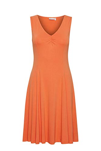 fransa FRAMDOT Damen Jerseykleid Shirtkleid Kleid knieumspielt und ärmellos mit Raffung im Ausschnitt, Größe:L, Farbe:Dusty Orange (161344) von fransa