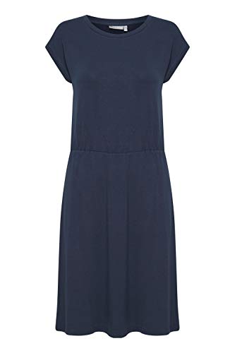 fransa FRAMDOT Damen Freizeitkleid Kleid knieumspielt mit elastischer Raffung in der Taille und Muster, Größe:L, Farbe:Navy Blazer (193923) von fransa