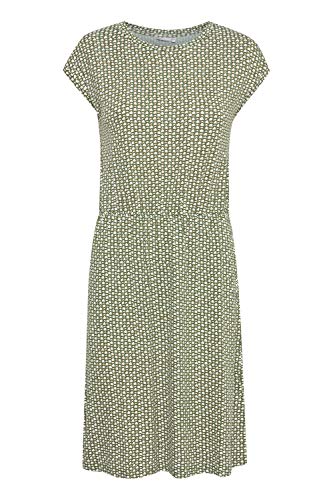 fransa FRAMDOT Damen Freizeitkleid Kleid knieumspielt mit elastischer Raffung in der Taille und Muster, Größe:XL, Farbe:Dusty Olive Graphic Mix (200975) von fransa