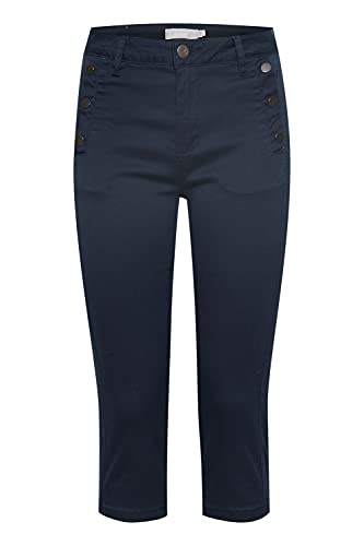 fransa 20609067 Damen Capri Hose 3/4 Stoffhose mit Stretch Tight Fit Mid Waist, Größe:40, Farbe:Dark Peacoat (194010) von fransa