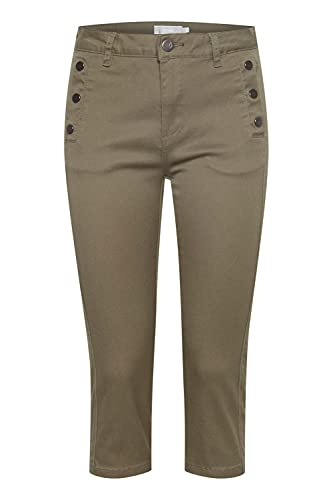 fransa 20609067 Damen Capri Hose 3/4 Stoffhose mit Stretch Tight Fit Mid Waist, Größe:40, Farbe:Hedge (180515) von fransa