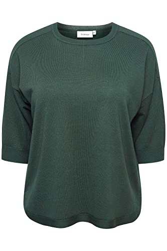 fransa FPALMA Damen Strickshirt T-Shirt Shirt mit 3/4 Ärmeln und abgerundetem Saum, Größe:54/56, Farbe:Jungle Green (195914) von fransa