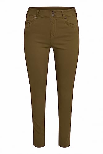 fransa FPZalin Damen Hose Plus Size Stoffhose Jeans Pant 5-Pocket mit Stretch Slim Fit Regular Waist, Größe:54, Farbe:Military Olive (190622) von fransa
