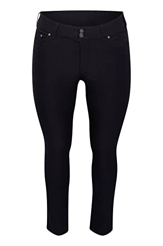 fransa FPZalin Damen Hose Plus Size Stoffhose Jeans Pant 5-Pocket mit Stretch Slim Fit Regular Waist, Größe:56, Farbe:Black (200113) von fransa