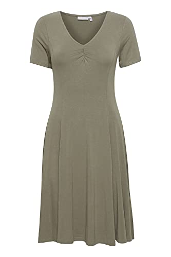 fransa FRAMDOT Damen Jerseykleid Shirtkleid Kleid knieumspielt mit Raffung im Ausschnitt, Größe:XL, Farbe:Hedge (180515) von fransa