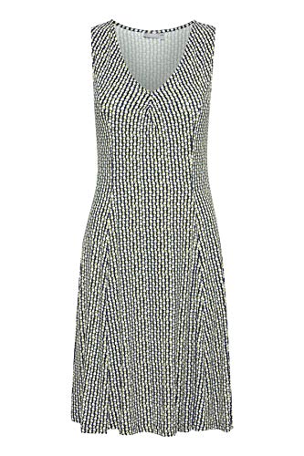 fransa FRAMDOT Damen Jerseykleid Shirtkleid Kleid knieumspielt und ärmellos mit Raffung im Ausschnitt, Größe:XL, Farbe:Navy Blazer Graphic Mix (200664) von fransa