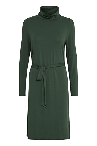 fransa FRANN Damen Freizeitkleid Jersey Kleid mit Rollkragen und Gürtelschlaufe an der Taille, Größe:XL, Farbe:Jungle Green (195914) von fransa