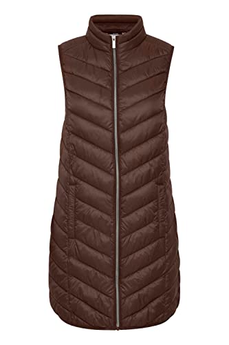 fransa FRBAPADDING Damen Weste Steppweste Outdoor Weste Stehkragen Reißverschluss Lange Weste, Größe:2XL, Farbe:Coffee Bean (190915) von fransa