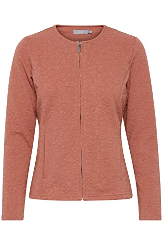 fransa FRBECARDI Damen Strickjacke Feinstrick Cardigan Strickcardigan mit Rundhalsausschnitt und Reißverschluss, Größe:L, Farbe:Cedar Wood (171525) von fransa