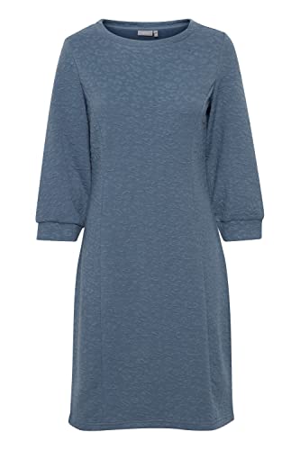 fransa FRBECARDI Damen Sweatkleid Shirtkleid knieumspieltes Kleid mit gesticktem Leo-Muster, Größe:M, Farbe:Bering Sea (184028) von fransa