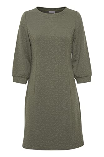 fransa FRBECARDI Damen Sweatkleid Shirtkleid knieumspieltes Kleid mit gesticktem Leo-Muster, Größe:2XL, Farbe:Hedge (180515) von fransa