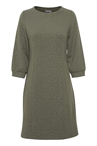 fransa FRBECARDI Damen Sweatkleid Shirtkleid knieumspieltes Kleid mit gesticktem Leo-Muster, Größe:XL, Farbe:Hedge (180515) von fransa
