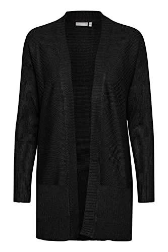 fransa FRBESMOCK Damen Lange Strickjacke Feinstrick Cardigan Longstrickjacke, Größe:M, Farbe:Black (200113) von fransa