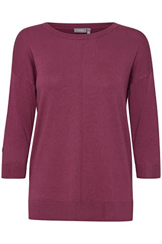 fransa FRBESMOCK Damen Strickpullover Feinstrick Pullover mit Rundhalsausschnitt und Zierknöpfen an den Ärmeln, Größe:M, Farbe:Magenta Haze (182525) von fransa