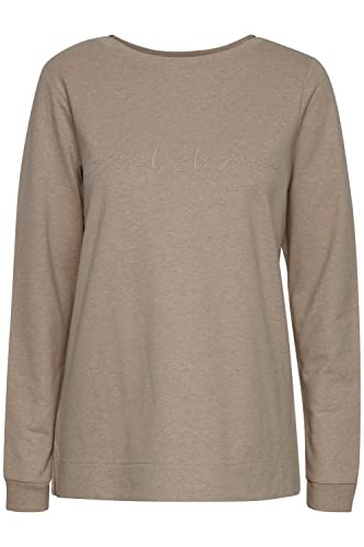 fransa FRBESWEAT Damen Sweatshirt Pullover Sweater mit Rundhalsausschnitt und Schriftzug, Größe:M, Farbe:Beige Melange (200121) von fransa