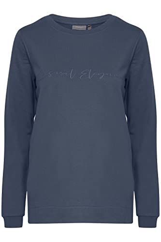 fransa FRBESWEAT Damen Sweatshirt Pullover Sweater mit Rundhalsausschnitt und Schriftzug, Größe:S, Farbe:Bering Sea (184028) von fransa