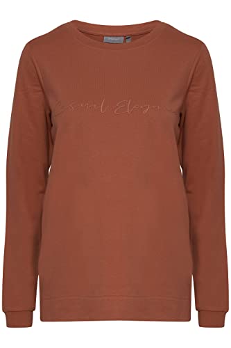 fransa FRBESWEAT Damen Sweatshirt Pullover Sweater mit Rundhalsausschnitt und Schriftzug, Größe:S, Farbe:Cedar Wood (171525) von fransa