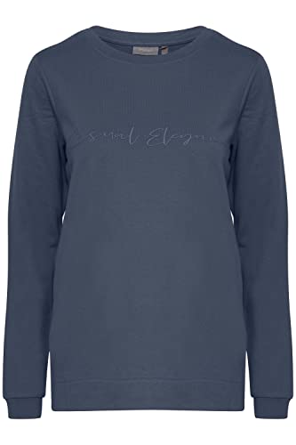 fransa FRBESWEAT Damen Sweatshirt Pullover Sweater mit Rundhalsausschnitt und Schriftzug, Größe:XS, Farbe:Bering Sea (184028) von fransa