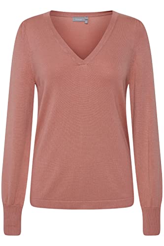 fransa FRBLUME Damen Strickpullover Feinstrick Pullover mit V-Ausschnitt, Größe:2XL, Farbe:Ash Rose (171514) von fransa