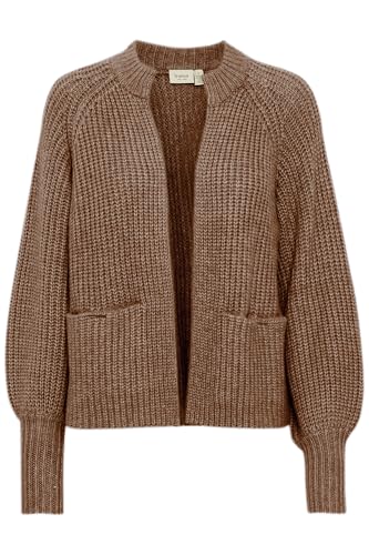 fransa FRBeverly Damen Strickjacke Cardigan Fein-Strick mit Eingrifftaschen Regular fit, Größe:L, Farbe:Rain Drum Melange (1909161) von fransa