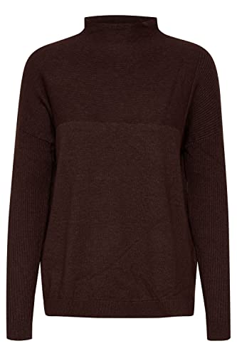 fransa FRCEMELANGE Damen Strickpullover Feinstrick Pullover mit hochabschließenden Kragen, Größe:L, Farbe:Coffee Bean Melange (1909151) von fransa