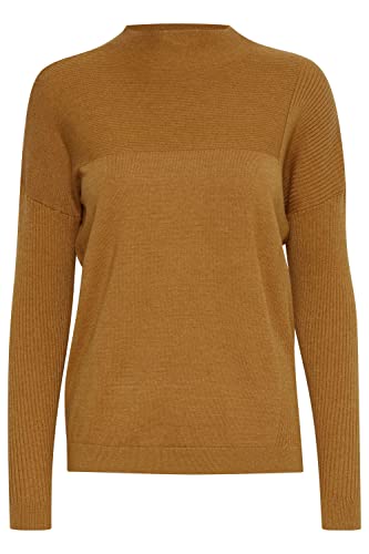 fransa FRCEMELANGE Damen Strickpullover Feinstrick Pullover mit hochabschließenden Kragen, Größe:L, Farbe:Golden Brown Melange (1809401) von fransa