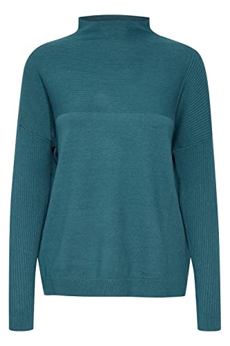 fransa FRCEMELANGE Damen Strickpullover Feinstrick Pullover mit hochabschließenden Kragen, Größe:M, Farbe:Storm Blue Melange (1747161) von fransa