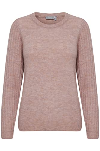 fransa FRCESANDY Damen Strickpullover Grobstrick Pullover mit V-Ausschnitt und Wollanteil, Größe:M, Farbe:Misty Rose Melange (1515121) von fransa