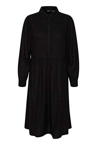 fransa FRDAJAFLOW Damen Freizeitkleid Kleid mit Knopfleiste Kragen und elastischen Ärmelbündchen, Größe:M, Farbe:Black (200113) von fransa