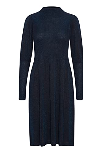 fransa FRDEDANA Damen Strickkleid Feinstrickkleid Kleid mit Stehkragen und Puffärmeln, Größe:2XL, Farbe:Outer Space Melange (1940091) von fransa