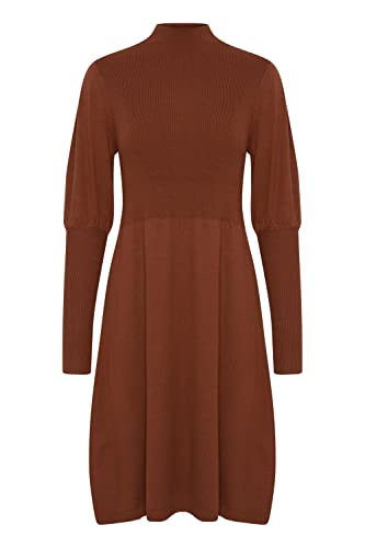 fransa FRDEDINA Damen Strickkleid Feinstrickkleid knieumspieltes Kleid mit Stehkragen und Puffärmeln, Größe:XL, Farbe:Sequoia (191333) von fransa