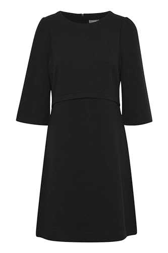 fransa FREIJA DR 1 Damen Webkleid Blusenkleid Kleid Rundhals 77% Polyester, 19% Baumwolle, 4% Elasthan Regular fit, Größe:L, Farbe:Black (200113) von fransa