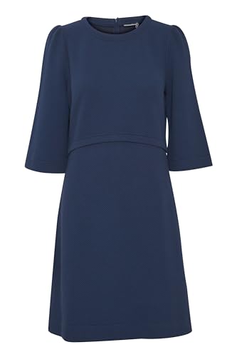 fransa FREIJA DR 1 Damen Webkleid Blusenkleid Kleid Rundhals 77% Polyester, 19% Baumwolle, 4% Elasthan Regular fit, Größe:M, Farbe:Navy Blazer (193923) von fransa