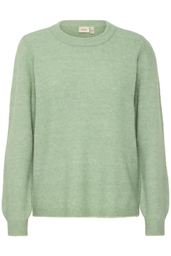 fransa FRELLIS Damen Strickpullover Feinstrick Pullover Pulli mit Rundhals leicht elastisch Regular fit, Größe:M, Farbe:Green Bay Melange (1658101) von fransa