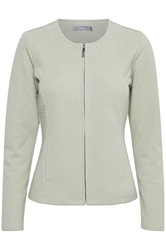 fransa FREMCARDI Damen Sweatjacke Cardigan Sweatshirtjacke mit Reißverschluss und Strukturmuster, Größe:L, Farbe:Desert Sage (160110) von fransa