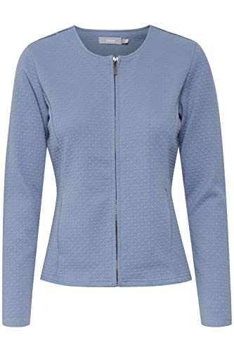 fransa FREMCARDI Damen Sweatjacke Cardigan Sweatshirtjacke mit Reißverschluss und Strukturmuster, Größe:M, Farbe:Infinity (174015) von fransa