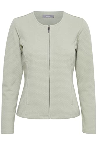 fransa FREMCARDI Damen Sweatjacke Cardigan Sweatshirtjacke mit Reißverschluss und Strukturmuster, Größe:S, Farbe:Desert Sage (160110) von fransa