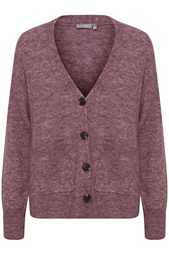 fransa FREMDEBBI 2 Cardigan Damen Strickjacke Feinstrick mit tiefem V-Ausschnitt, Größe:S, Farbe:Grape Shake Melange (1821091) von fransa