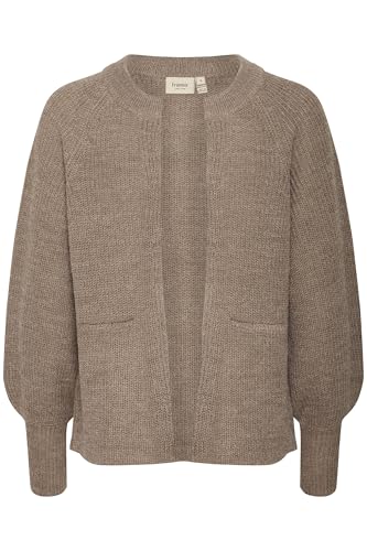 fransa FRERETTA Damen Strickpullover Feinstrick Pullover Strickjacke Langarm Taschen Grobstrick Regular fit, Größe:L, Farbe:Walnut Melange (1811121) von fransa
