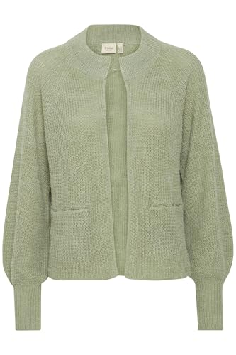fransa FRERETTA Damen Strickpullover Feinstrick Pullover Strickjacke Langarm Taschen Grobstrick Regular fit, Größe:M, Farbe:Green Bay Melange (1658101) von fransa