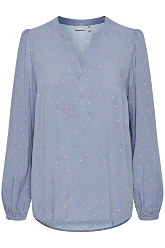 fransa FRESIDA Damen Langarmshirt Langarmbluse Bluse mit V-Auschnitt Allover-Print Regular Fit 100% Viskose LENZING(TM) ECOVERO(TM), Größe:M, Farbe:Infinity Mix (201079) von fransa