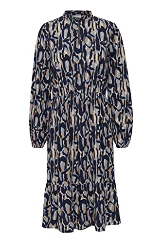 fransa FRESKYLIE Damen Freizeitkleid Kleid mit Rüschenkragen und Puffärmeln, Größe:M, Farbe:Navy Blazer Mix (200119) von fransa