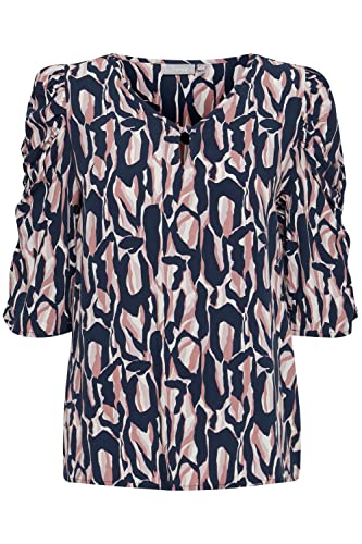 fransa FRESKYLIE Damen Shirt Kurzarmshirt Kurzarmbluse Bluse mit V-Auschnitt mit Allover-Print Regular Fit, Größe:M, Farbe:Graphic - Grape Shake (201223) von fransa