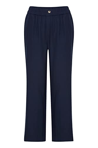 fransa FRFAMADDIE Damen Hose aus Leinenmix Stoffhose Culotte Casual-Fit unifarben Regular fit, Größe:L, Farbe:Navy Blazer (193923) von fransa