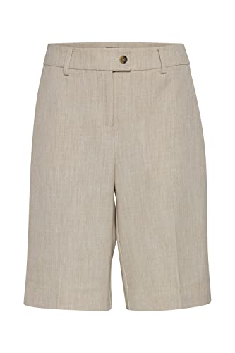 fransa FRFAMIRA 3 Shorts Damen Chino Shorts Bermuda Kurze Hose mit Gürtelschlaufen mit Stretch-Anteil Casual-Fit, Größe:36, Farbe:Oxford Tan Melange (1513061) von fransa