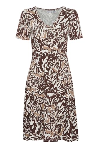 fransa FRFEDOT 1 Dress Damen Freizeitkleid Kleid mit Blumenmuster, V-Ausschnitt und kurzen Ärmeln, Größe:M, Farbe:Black Coffee AOP MS24 01A (202823) von fransa